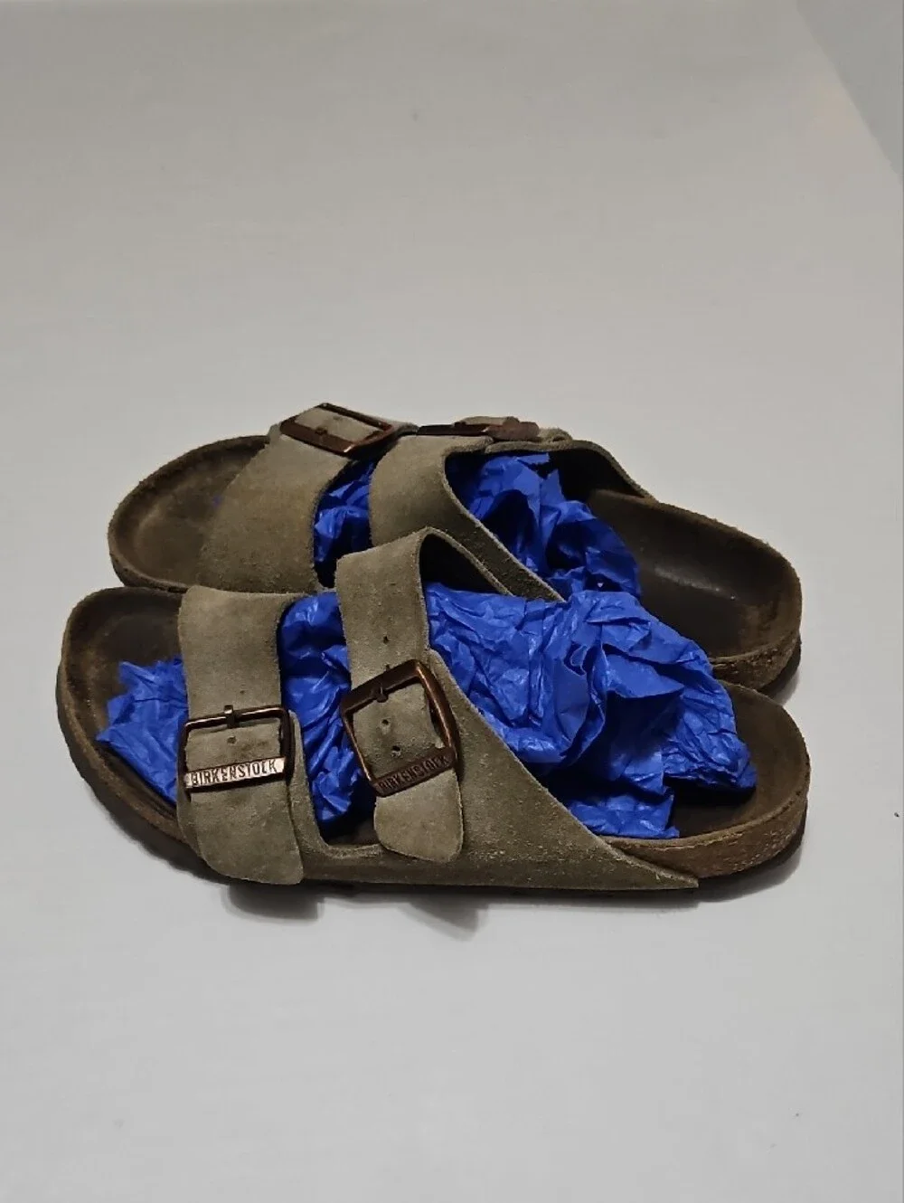 Birkenstock Unisex  ArizonaDouble Strap Buckle Sandals in Olive Gray Size 40(9)
